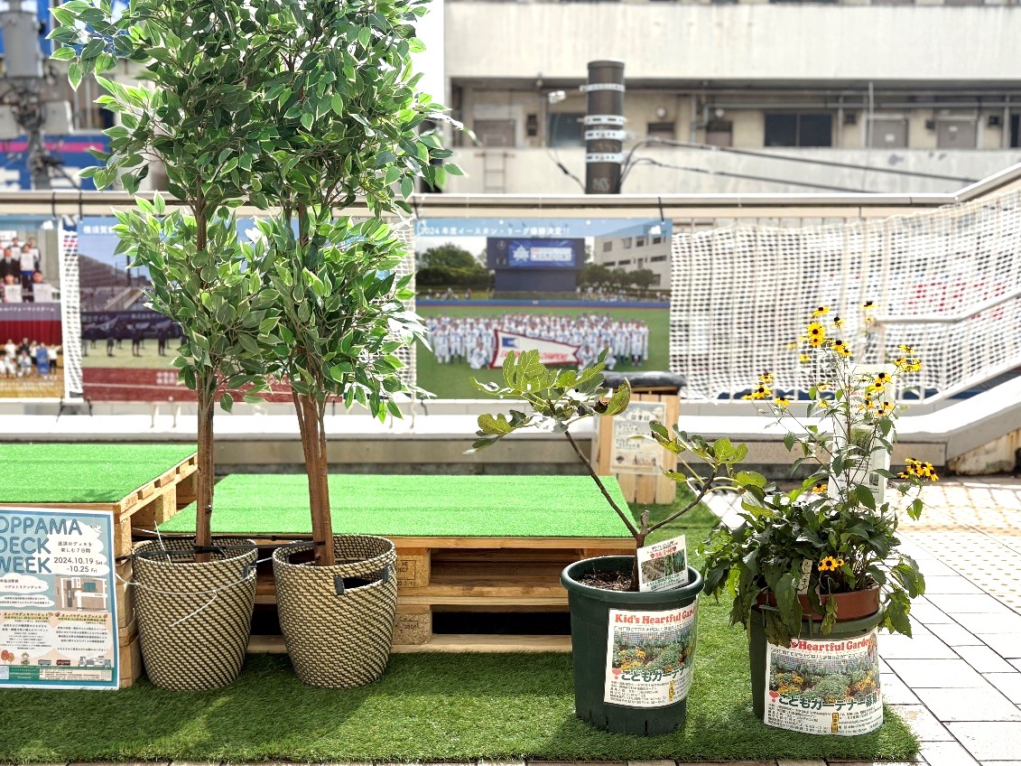 「鷹取花仲間」さんの鉢植えが、素敵な雰囲気を作ってくれました
